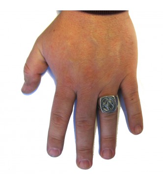 R000199 Sterling Silver Men's Ring Hallmarked Solid 925 Masonic Symbol Handmade
